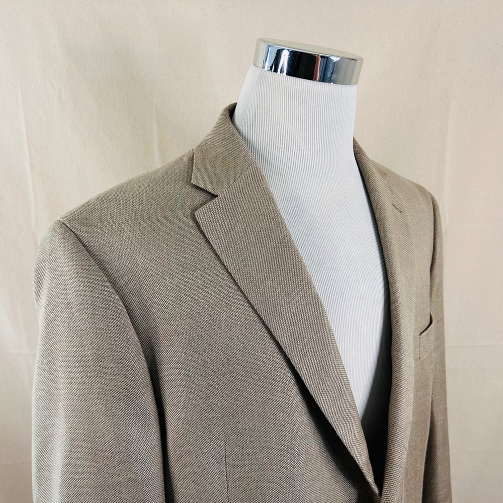 Chaps 46R Sport Coat Linen Blend Beige Knit Two Button Paisley Lined Vented